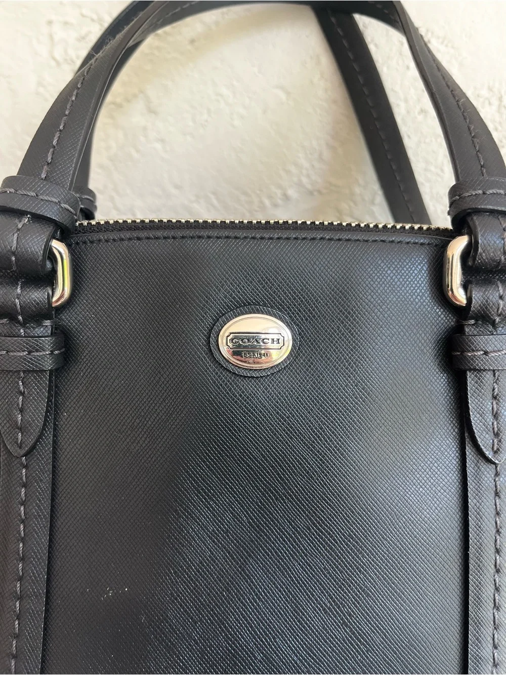 Coach Black Leather Dome Satchel Large Structured Tote Bag